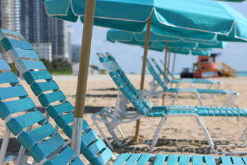 Miami Beach Chaises with Umbrella