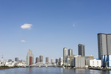 Fototapeta na wymiar view of tokyo bay from takeshiba pier tokyo