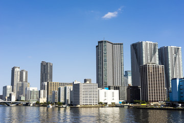 Fototapeta na wymiar view of tokyo bay from takeshiba pier tokyo