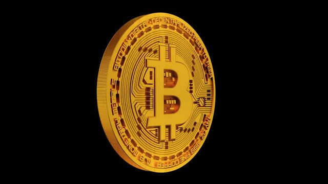 4k Bitcoin Crypto Currency Logo 3D rotates btc coin finance business animation.