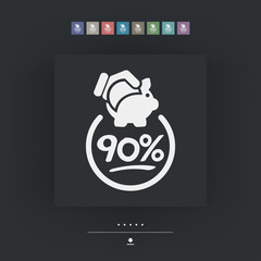 90% Discount label icon