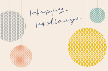 Happy Holidays greeting on Japanese traditional kimono pattern ornament