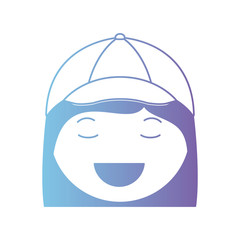 cartoon woman happy head kawaii character
