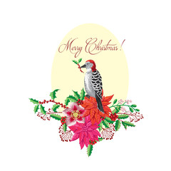 Christmas decoration with Bird and Poinsettia