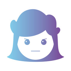 cartoon woman angry head kawaii character