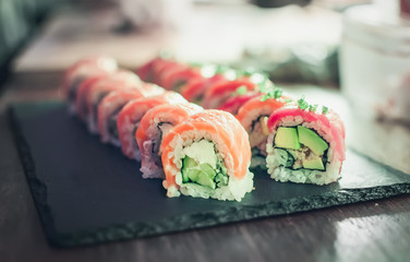 Salmon creame cheese and tuna avocado rolls