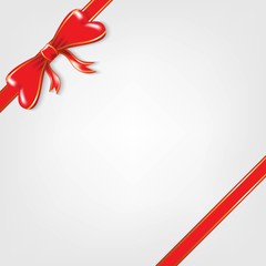 red bow ribbon with gold line vector. New Year, valentine, birthday, anniversary, surprise and Christmas element.