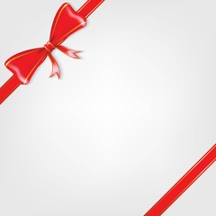 red bow ribbon with gold line vector. New Year, valentine, birthday, anniversary, surprise and Christmas element.