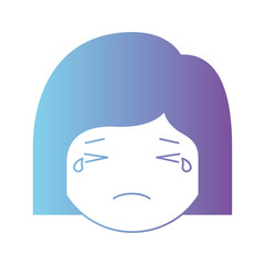cartoon woman crying head kawaii character