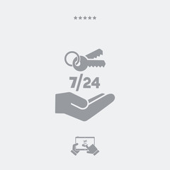 7/24 protection services - Vector web icon