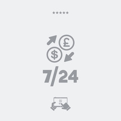 Foreign currency exchange 7/24 - Dollar - sterling - Vector web icon