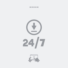 Steady download service 24/7 - Vector web icon