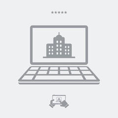 Find house or hotel online - Vector web icon
