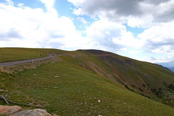 Scenic views from Trail Ridge Road, Rocky Mountain National Park in Colorado, USA.