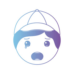 cartoon man crying head kawaii character