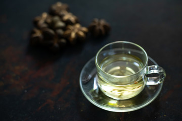 Sacha inchi hot tea in a cup