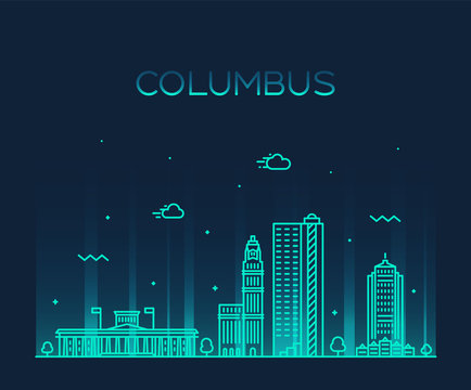 Columbus skyline Ohio USA vector linear style city