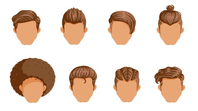 Retro Hairstyle Men. male retro hair. Mohawk Hair, Hairstyles dating rock, Hairdo, skinhead. The classic and trendy. salon hairstyles for haircut. vector icon set isolated on white background. 