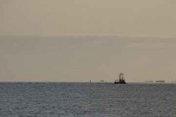 Fishing boat at work on the IJsselmeer