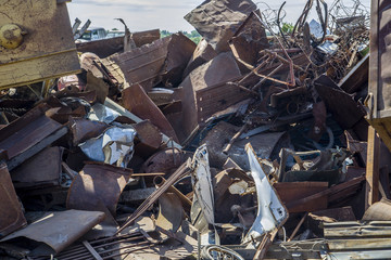 pile of iron trash in the open air