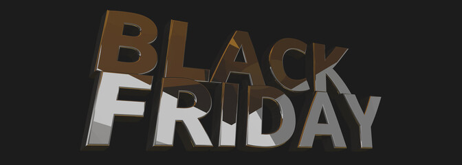 Black Friday bold letters light black glossy design 3d-illustration