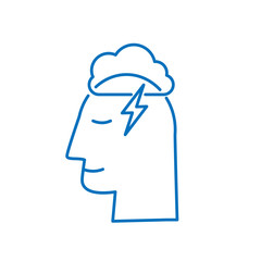 Human head with storm cloud with lightning vector