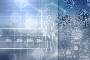 3d rendering Virus bacteria cells background