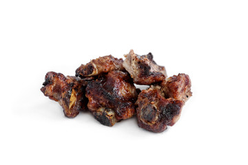 Pork ribs shashlik isolated on white background.