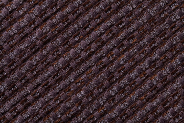 Dark brown background from checkered pattern textile, closeup. Structure of the wicker fabric macro.