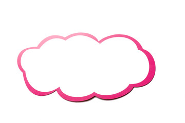 Speech bubble as a cloud with pink border isolated on white background. Copy space