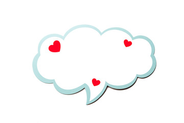 Speech bubble as a cloud with blue border isolated on white background. Copy space