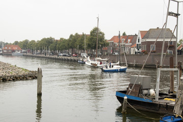 Fishing boat mooring in the harbor