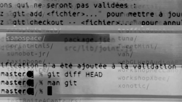 Artistic graphic mask including video footage, computer generated elements and analog glitches mixed together.