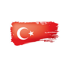 Turkey flag, vector illustration on a white background.