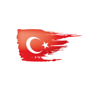 Turkey flag, vector illustration on a white background.