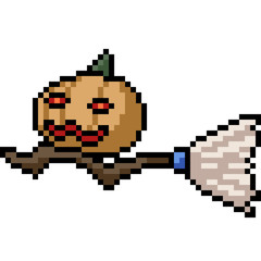 Fototapeta premium vector pixel art witch broom