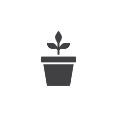 Plant in a pot vector icon. filled flat sign for mobile concept and web design. Potted plant simple solid icon. Symbol, logo illustration. Pixel perfect vector graphics