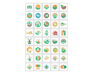 harvest plant nature natural agriculture image vector logo icon set