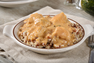 Curried chicken on rice and quinoa