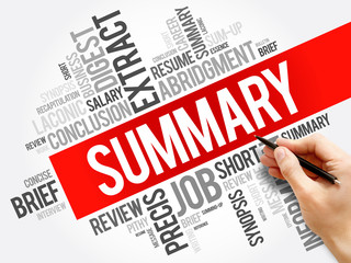 Summary word cloud collage, business concept background