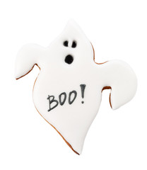Halloween gingerbread cookie isolated on white