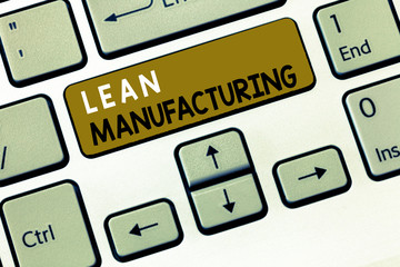 Text sign showing Lean Manufacturing. Conceptual photo Waste Minimization without sacrificing...