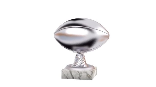 American Football Silver Trophy with Marble Bases in Infinite Rotation