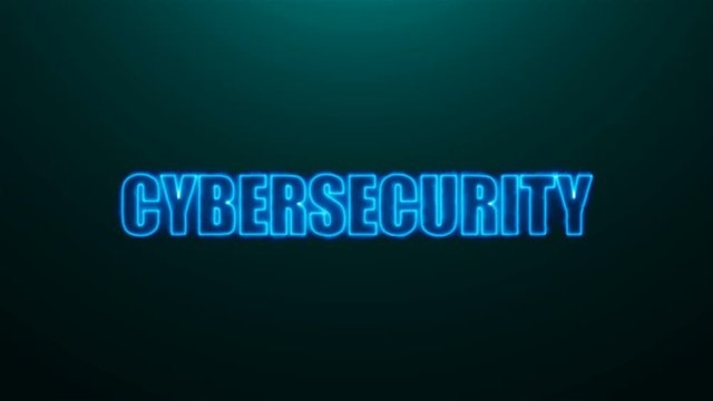 Letters of Cybersecurity text on background with top light, 3d rendering background, computer generating for business