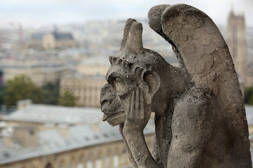 thinking figure called Chimera or grotesque in Paris from Bell t - obrazy, fototapety, plakaty