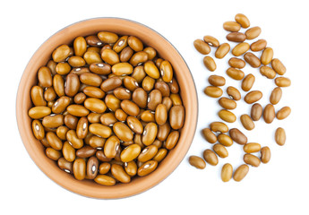 Haricot bean in bowl  isolated on white background