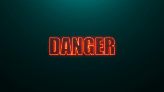 Letters of Danger text on background with top light, 3d rendering background, computer generating