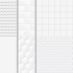 White ceramic tiles. Seamless pattern, vector illustration