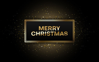 Golden shiny Merry Christmas festive background.