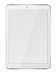 Tablet pc computer with blank screen isolated on white background.
